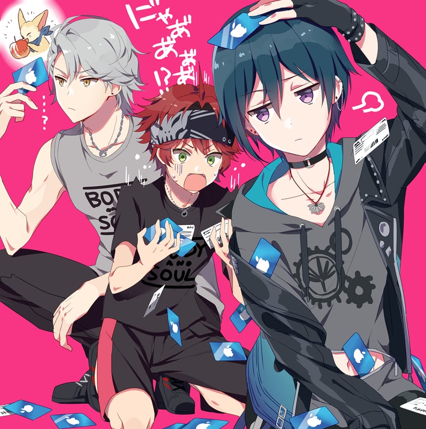 tsubaki kento, atago rentaro, habashiri ginko, and vega (dankira!!!) drawn by riku_(melty_drop)