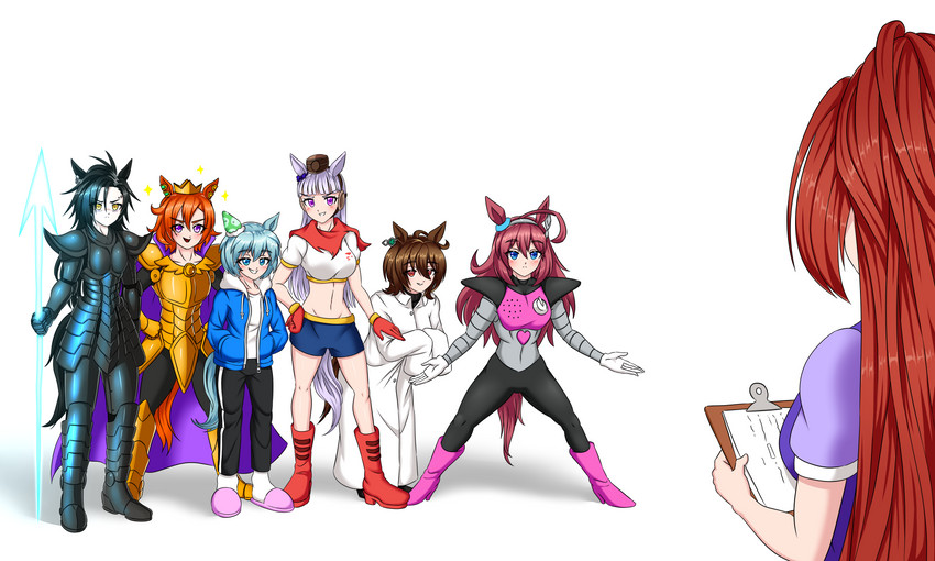 agnes tachyon, gold ship, daiwa scarlet, mihono bourbon, seiun sky, and 9 more (umamusume and 1 more) drawn by krakelak