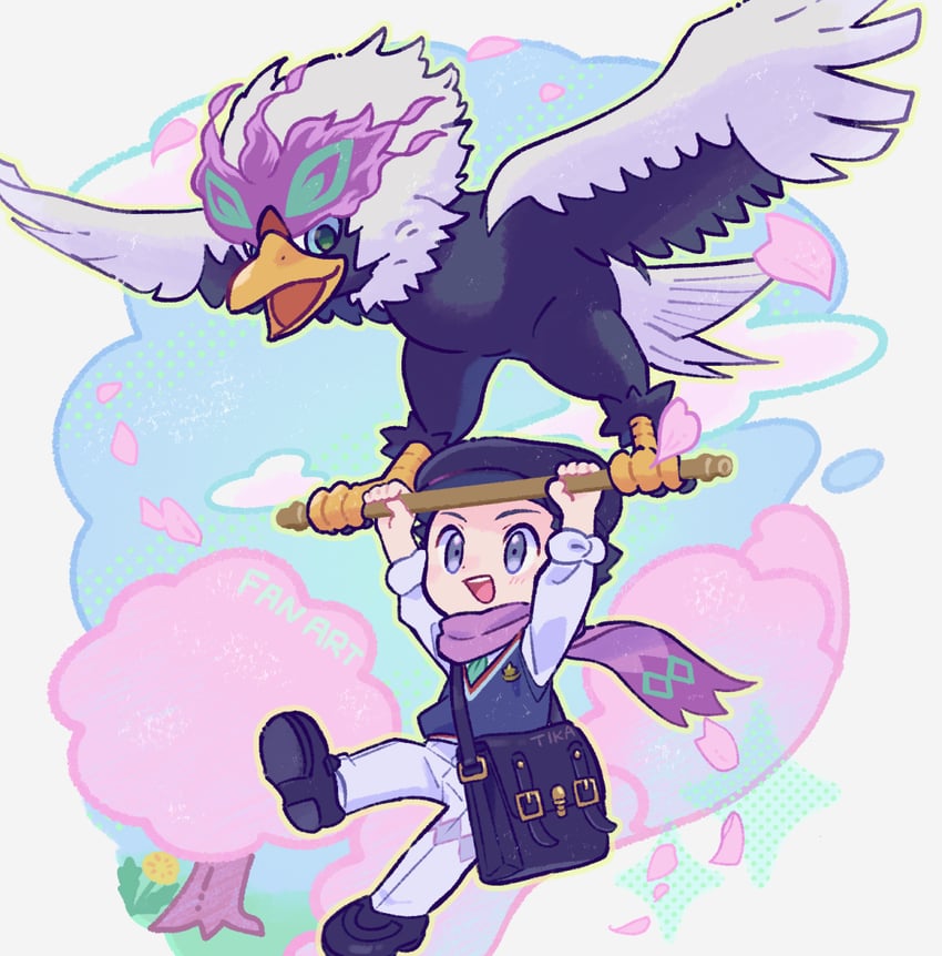 hisuian braviary and rei (pokemon and 1 more) drawn by matsuno_tika