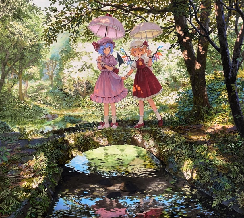 remilia scarlet and flandre scarlet (touhou) drawn by shiratama_(hockey)