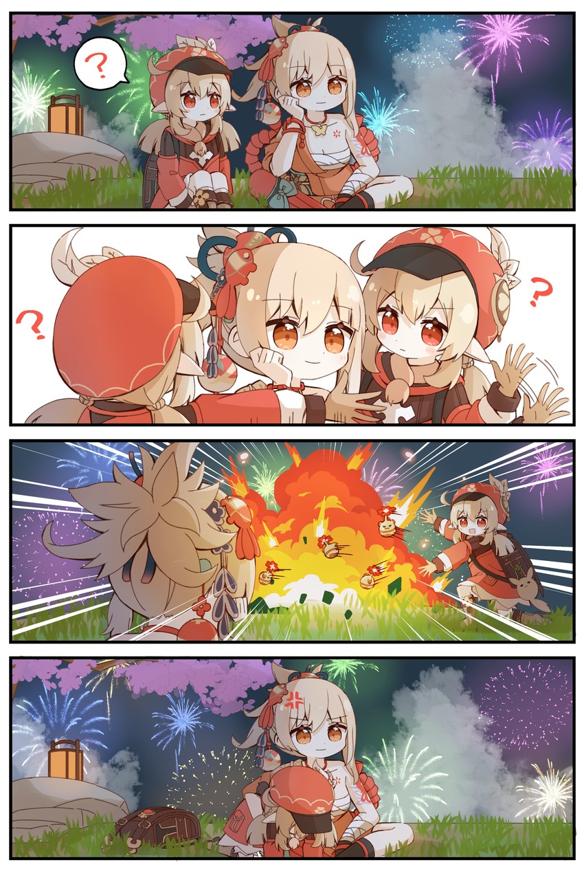 klee and yoimiya (genshin impact) drawn by yoshinao_(yoshinao_0203)