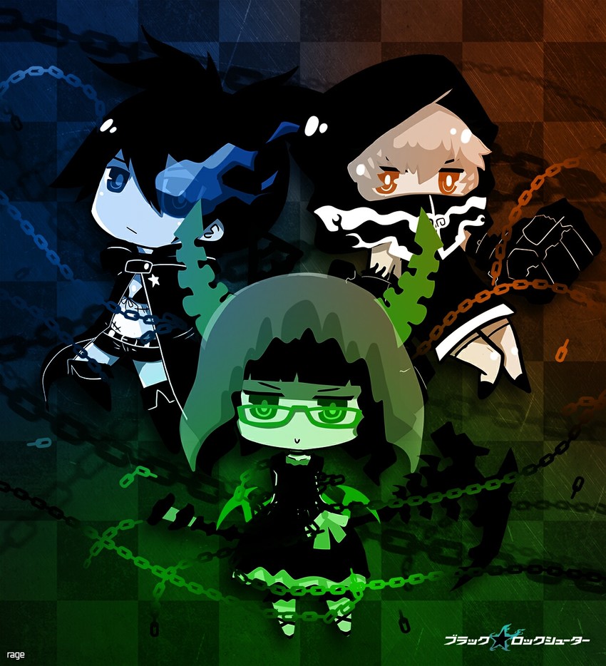 black rock shooter, dead master, and strength (black rock shooter) drawn by ragelaz