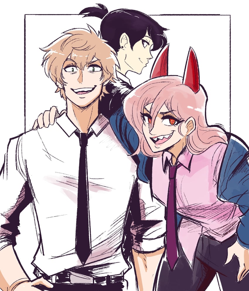 power, denji, and hayakawa aki (chainsaw man) drawn by scruffyturtles