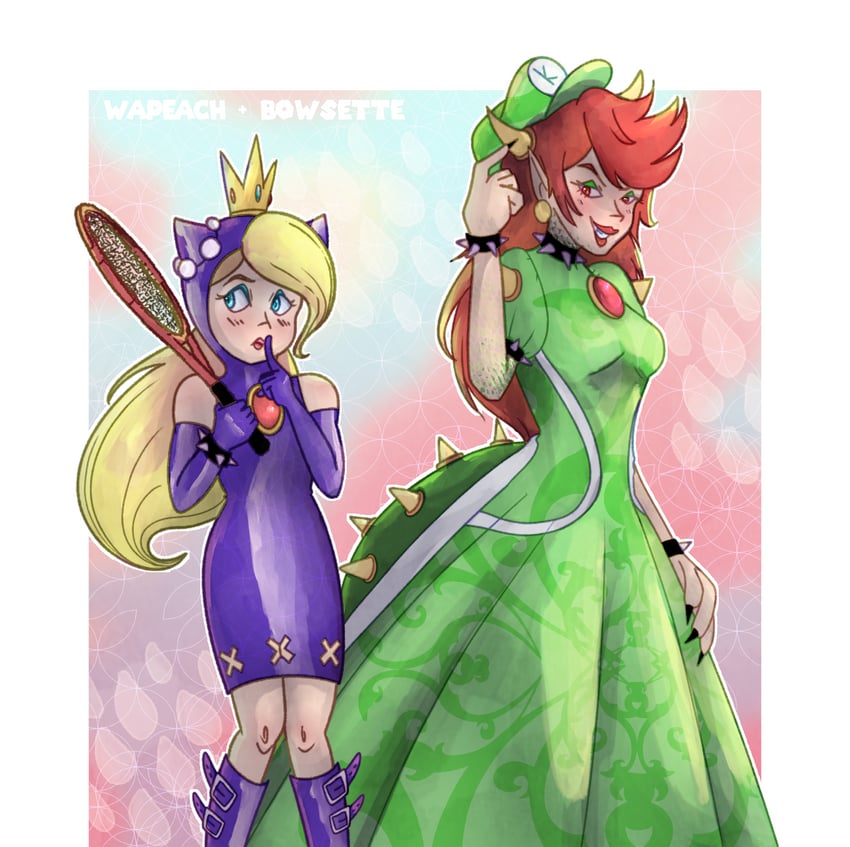 warupeach and bowser peach (mario and 3 more) drawn by missplayer30
