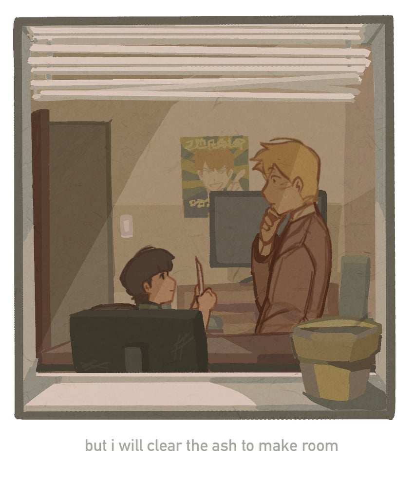 kageyama shigeo and reigen arataka (mob psycho 100) drawn by mp100days