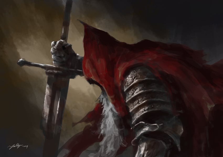slave knight gael (dark souls and 1 more) drawn by draw_souls