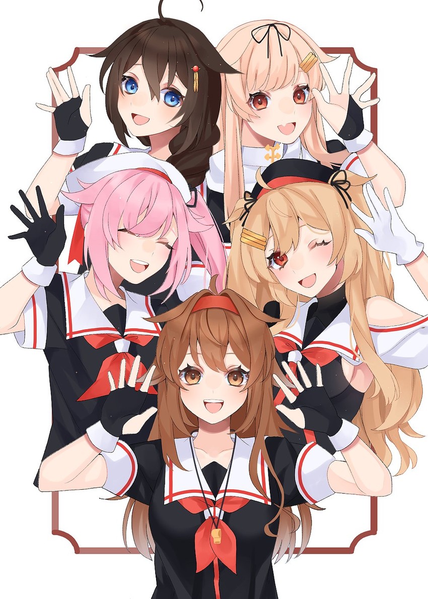 shigure, yuudachi, shigure kai ni, yuudachi kai ni, murasame, and 4 more (kantai collection) drawn by kozu_(bloomme1_me)