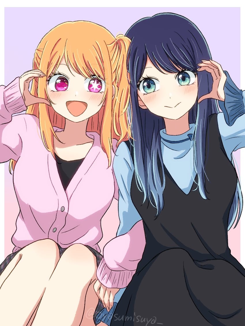hoshino ruby and kurokawa akane (oshi no ko) drawn by oyasumisuya