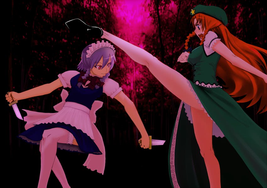 izayoi sakuya and hong meiling (touhou) drawn by chameleon_(pixiv52904)