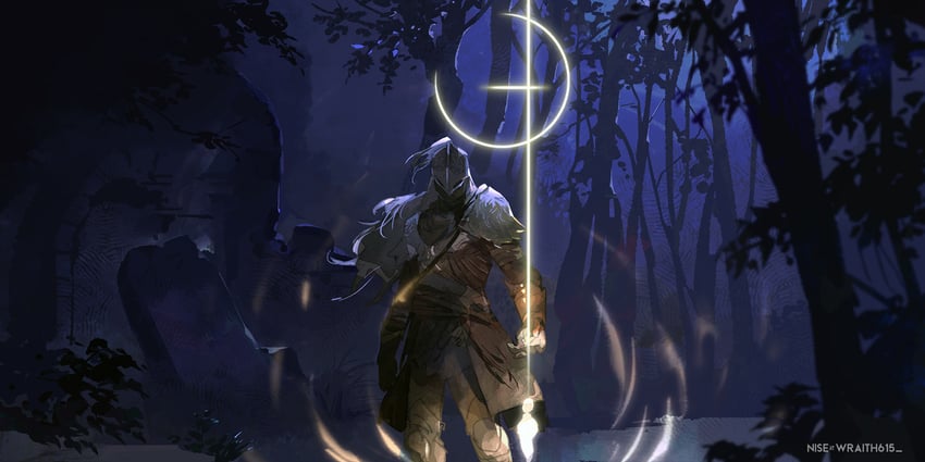tarnished and bloody wolf (elden ring and 1 more) drawn by wraith615