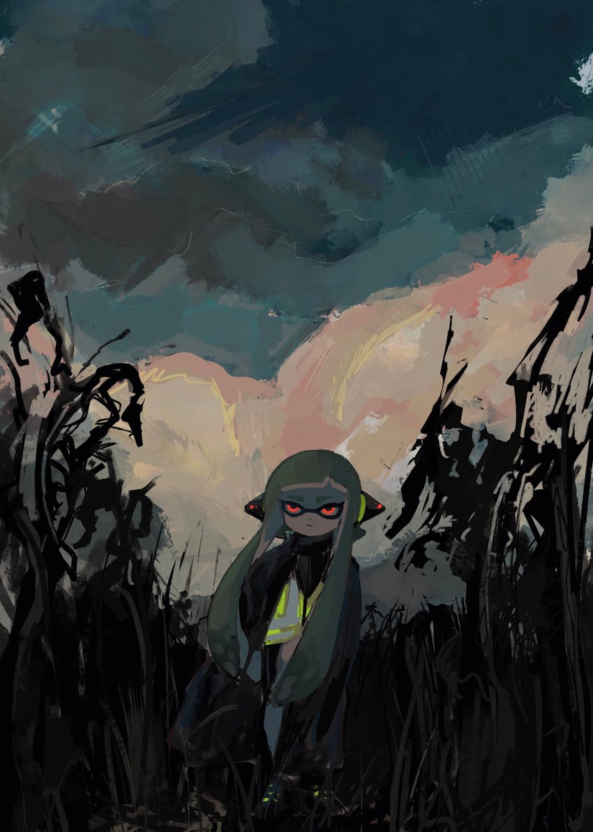inkling player character, inkling girl, and agent 3 (splatoon) drawn by zicbx