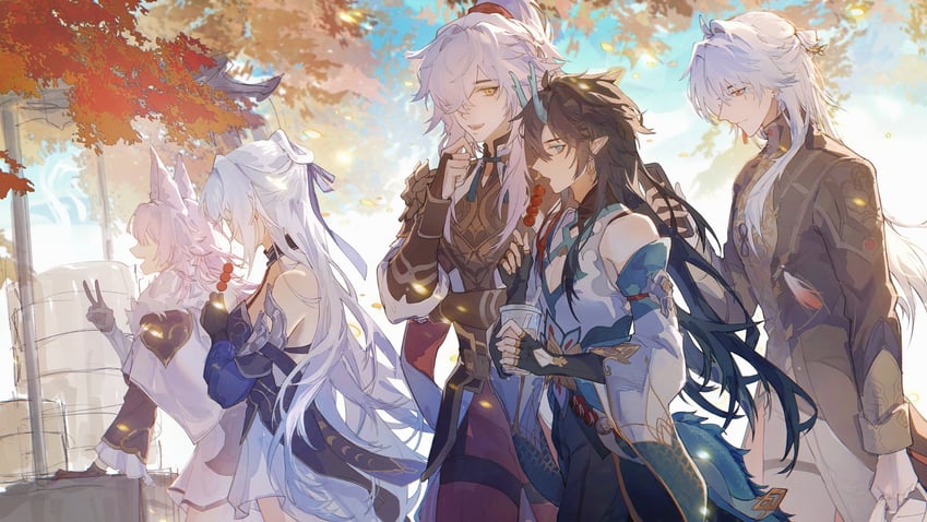 dan heng, blade, jingliu, jing yuan, yingxing, and 2 more (honkai and 1 more) drawn by longyoushuangruozhui