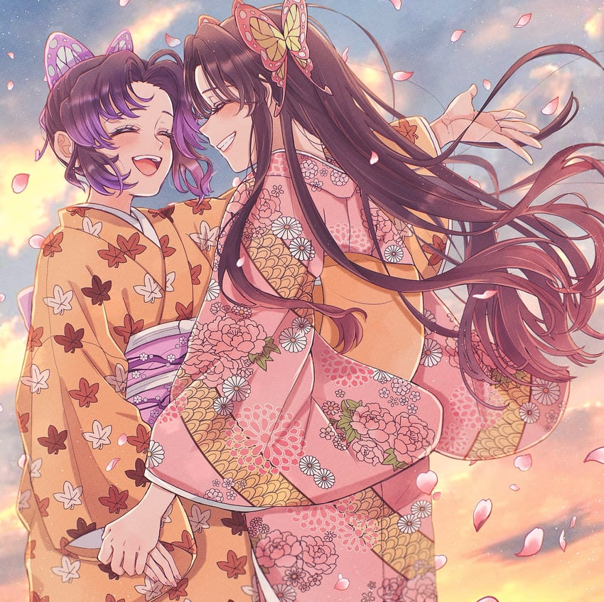 kochou shinobu and kochou kanae (kimetsu no yaiba) drawn by kuze_0131