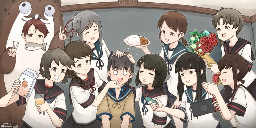fubuki, hatsuyuki, shikinami, miyuki, fubuki kai ni, and 12 more (kantai collection) drawn by nwr