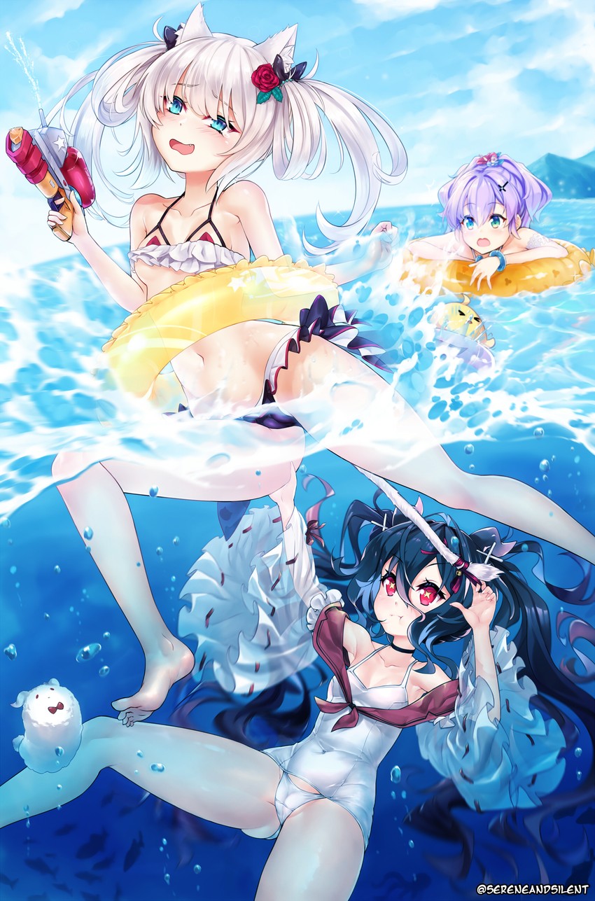 manjuu, javelin, hammann, and i-168 (azur lane) drawn by sereneandsilent