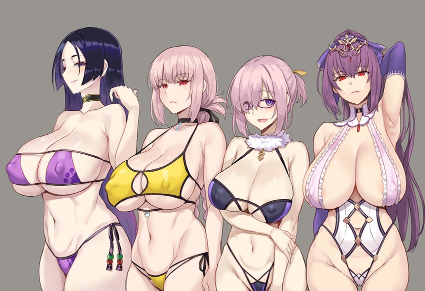 mash kyrielight, scathach, minamoto no raikou, scathach skadi, and florence nightingale (fate and 1 more) drawn by zhen_lu