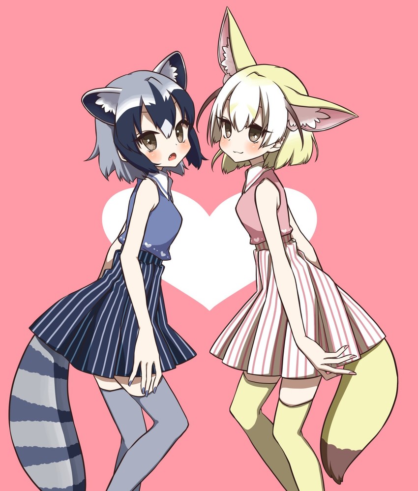 common raccoon and fennec (kemono friends) drawn by petit_ramune