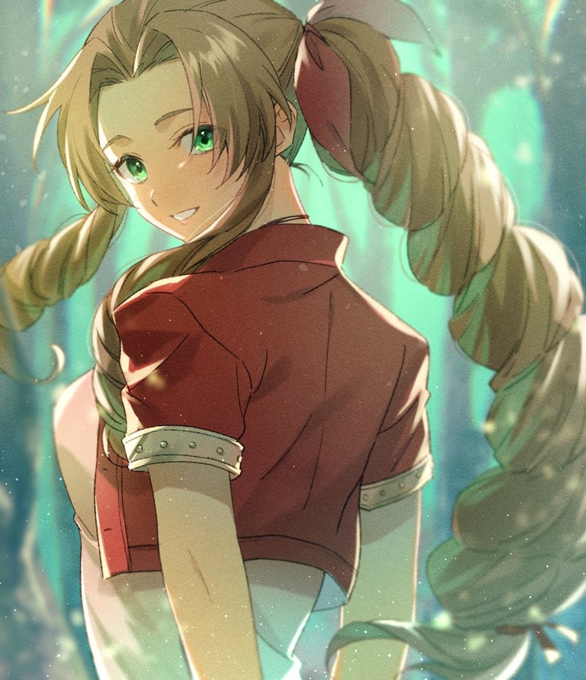 aerith gainsborough (final fantasy and 1 more) drawn by wosinnk