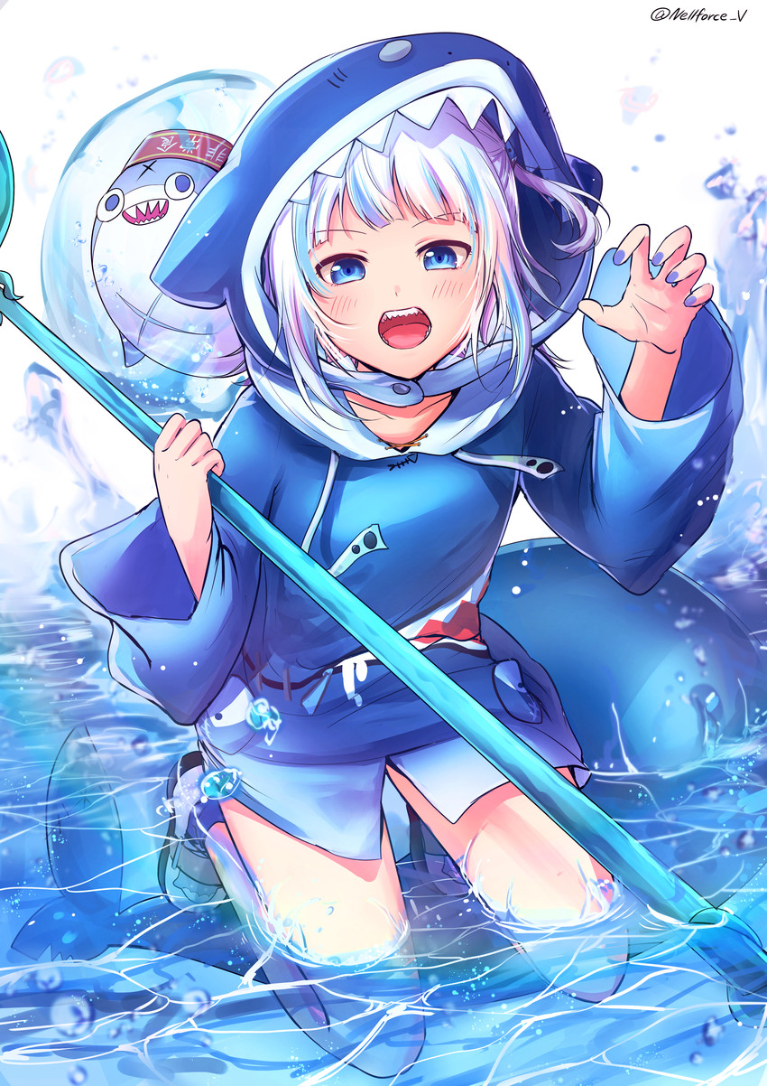 gawr gura and bloop (hololive and 1 more) drawn by nellforce