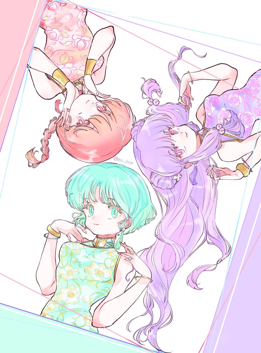 ranma-chan, shampoo, and tendou akane (ranma 1/2) drawn by en_0410