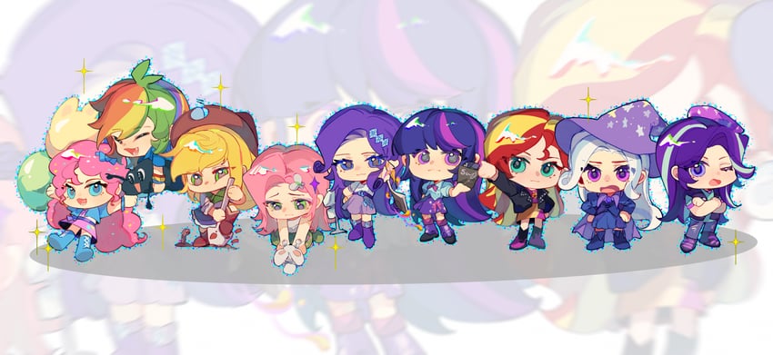 twilight sparkle, fluttershy, rainbow dash, pinkie pie, applejack, and 5 more (my little pony and 2 more) drawn by wumingshi61160