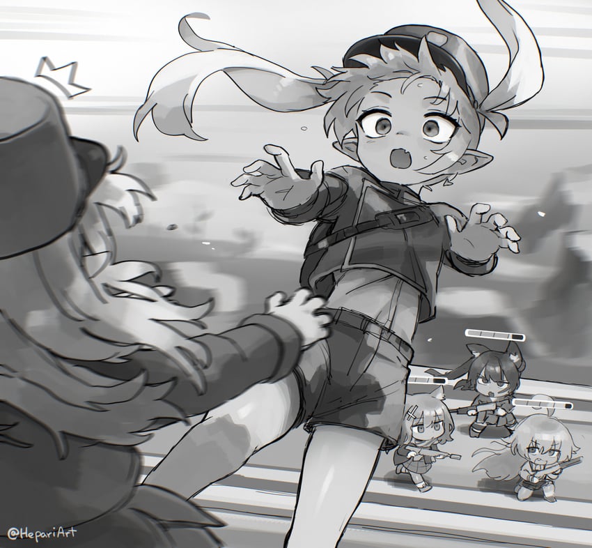 shiroko, hoshino, hikari, nozomi, and serika (blue archive) drawn by hepari