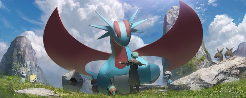 dratini, salamence, venipede, deino, bagon, and 3 more (pokemon) drawn by izna_(iznatic)