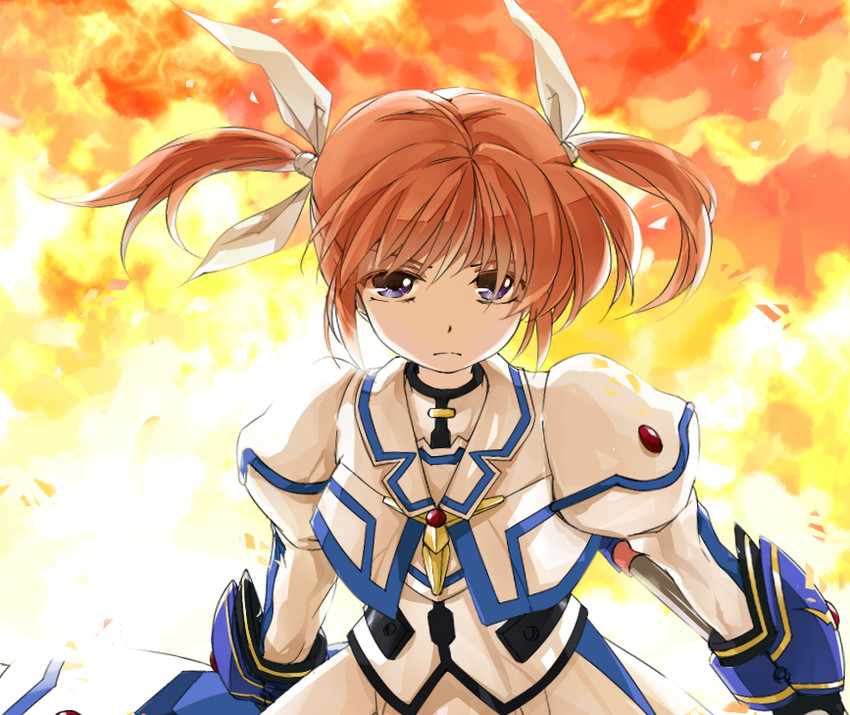 takamachi nanoha and raising heart (lyrical nanoha and 3 more) drawn by nishigyou_teraa