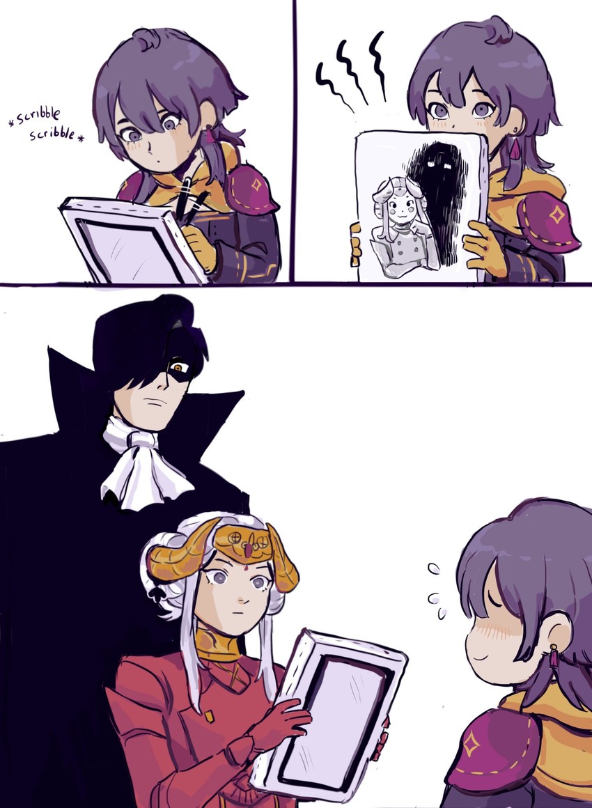 edelgard von hresvelg, bernadetta von varley, and hubert von vestra (fire emblem and 1 more) drawn by duvi10