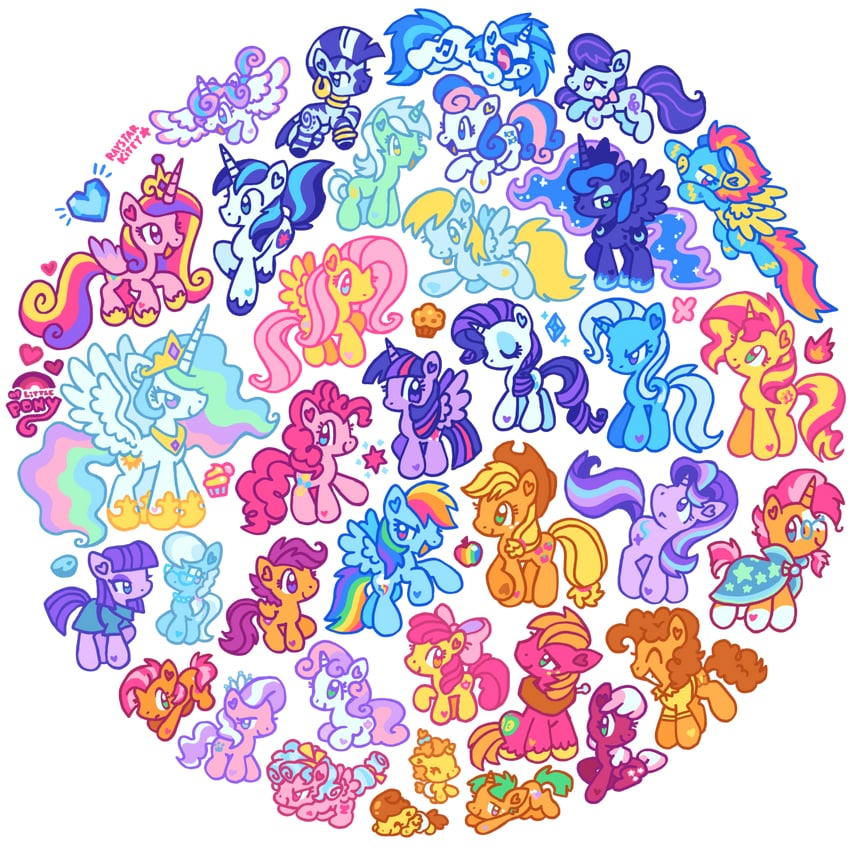 twilight sparkle, fluttershy, rainbow dash, pinkie pie, rarity, and 28 more (my little pony and 2 more) drawn by raystarkitty