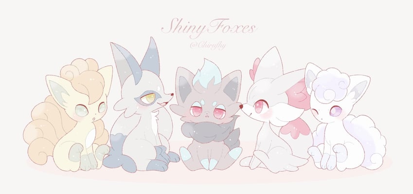 alolan vulpix, fennekin, vulpix, zorua, and nickit (pokemon) drawn by one_(chirufhy)
