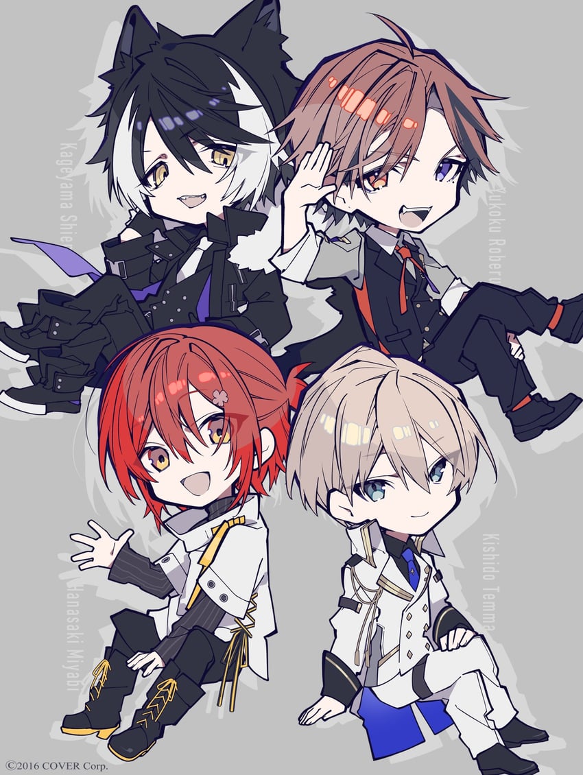 kageyama shien, hanasaki miyabi, yukoku roberu, and kishido temma (holostars) drawn by mochizuki_kei