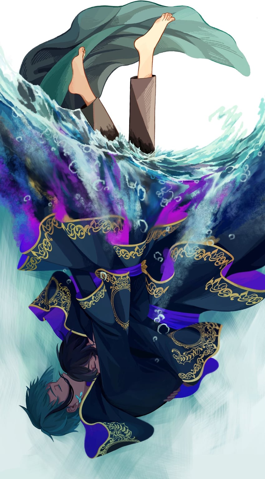 floyd leech and yuu (twisted wonderland) drawn by n0_2434