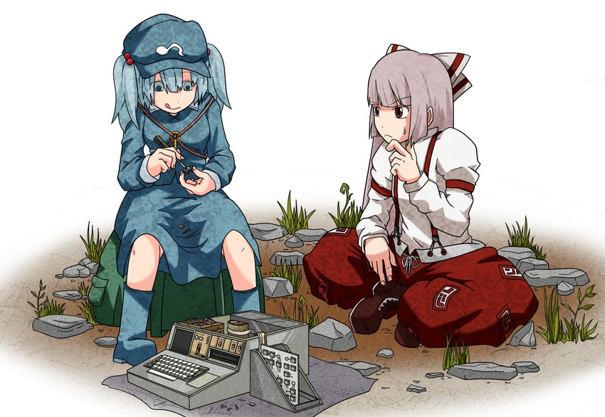 fujiwara no mokou and kawashiro nitori (touhou) drawn by yan_pai