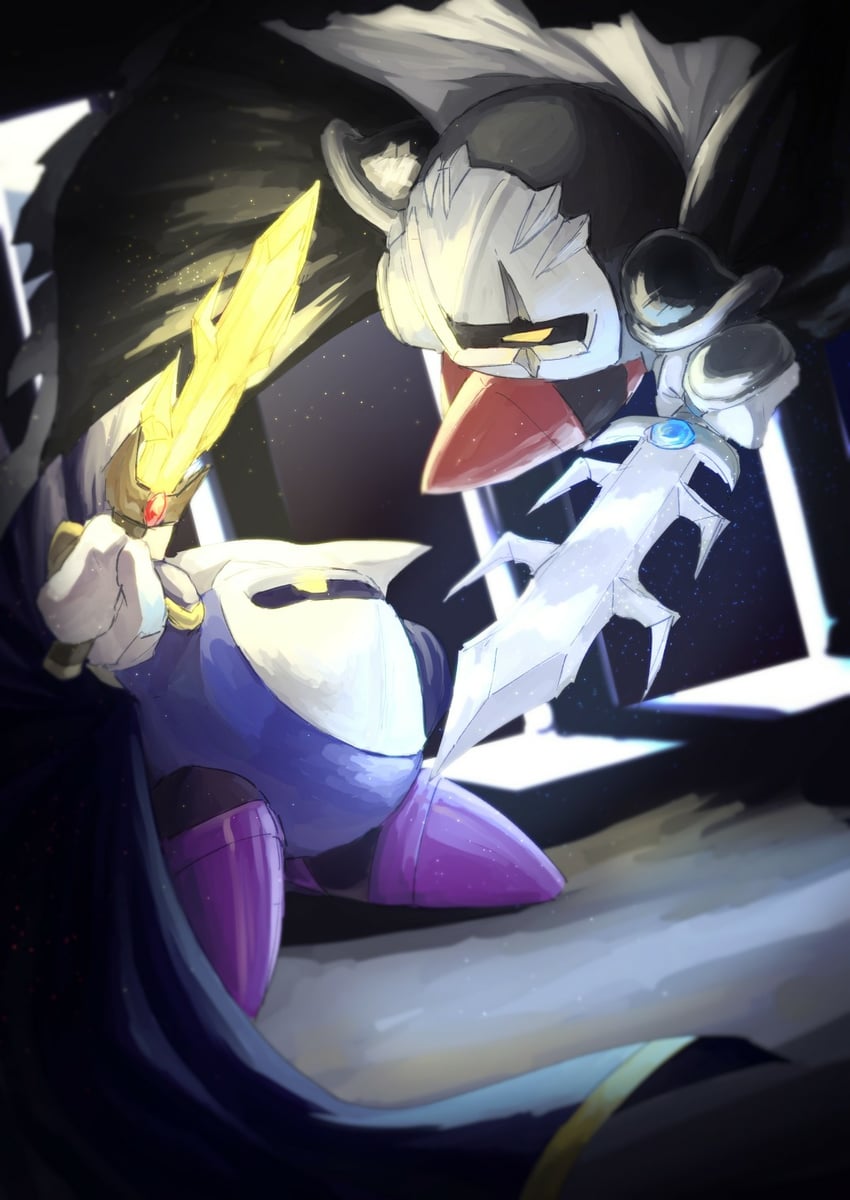 meta knight and dark meta knight (kirby) drawn by cola_cola00