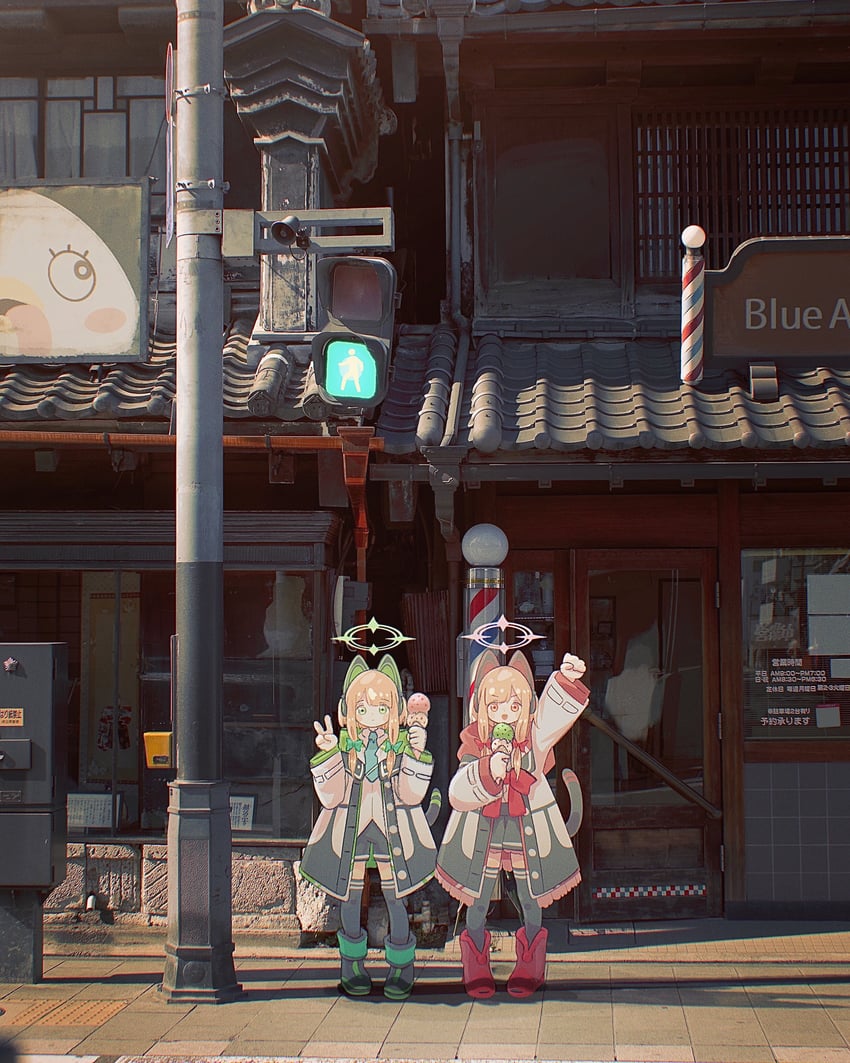 momoi, midori, and peroro (blue archive) drawn by lumi_snowfall