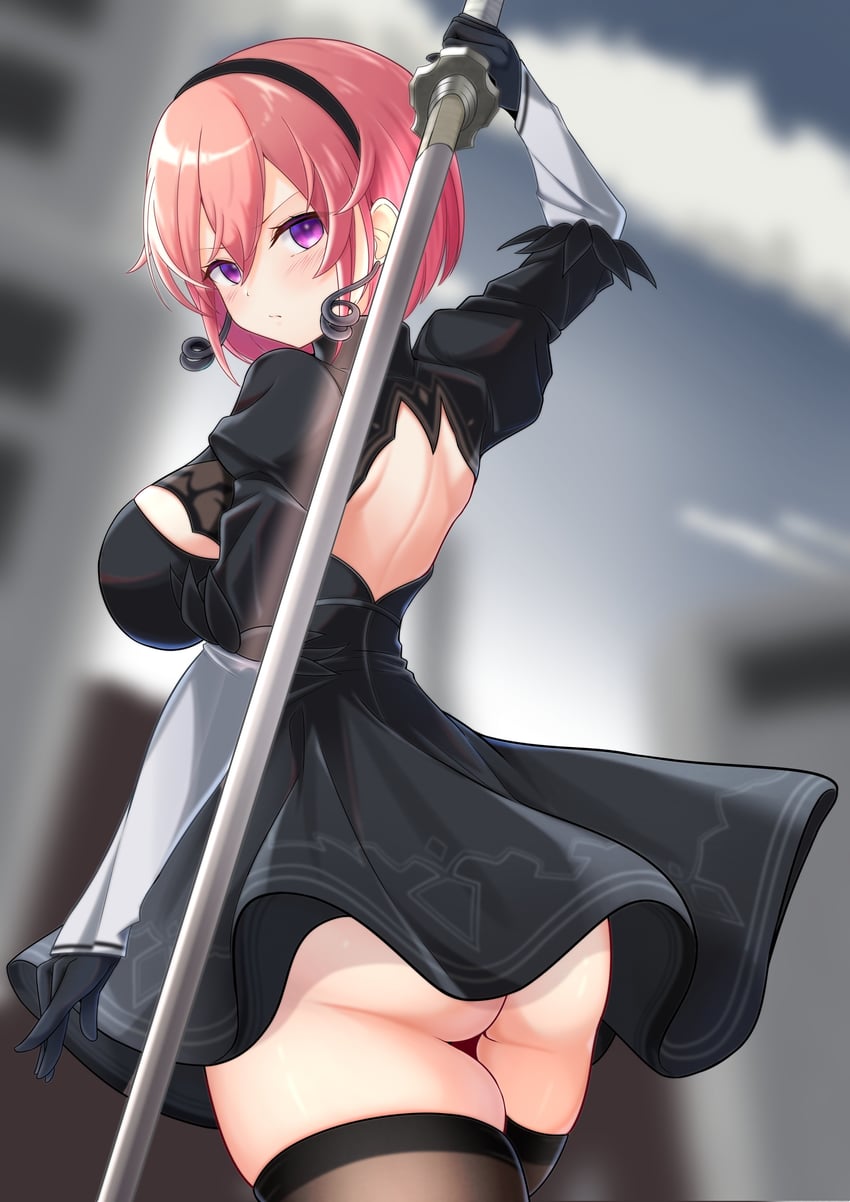 2b and runie ruse (nier and 2 more) drawn by yasagure2828