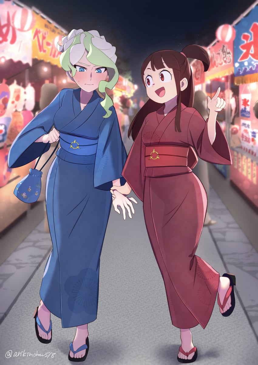 kagari atsuko and diana cavendish (little witch academia) drawn by arikindows10