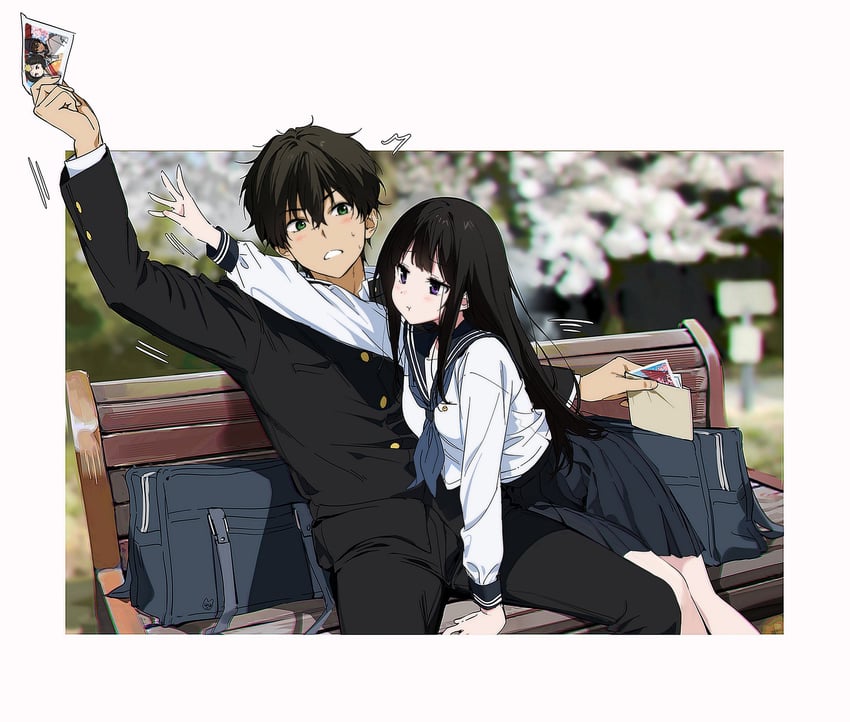 chitanda eru and oreki houtarou (hyouka) drawn by mery_(yangmalgage)