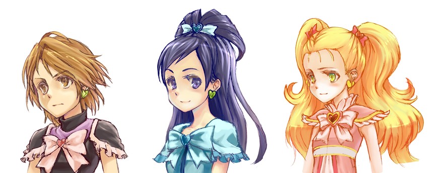 misumi nagisa, yukishiro honoka, cure black, cure white, kujou hikari, and 1 more (precure and 2 more) drawn by potepote