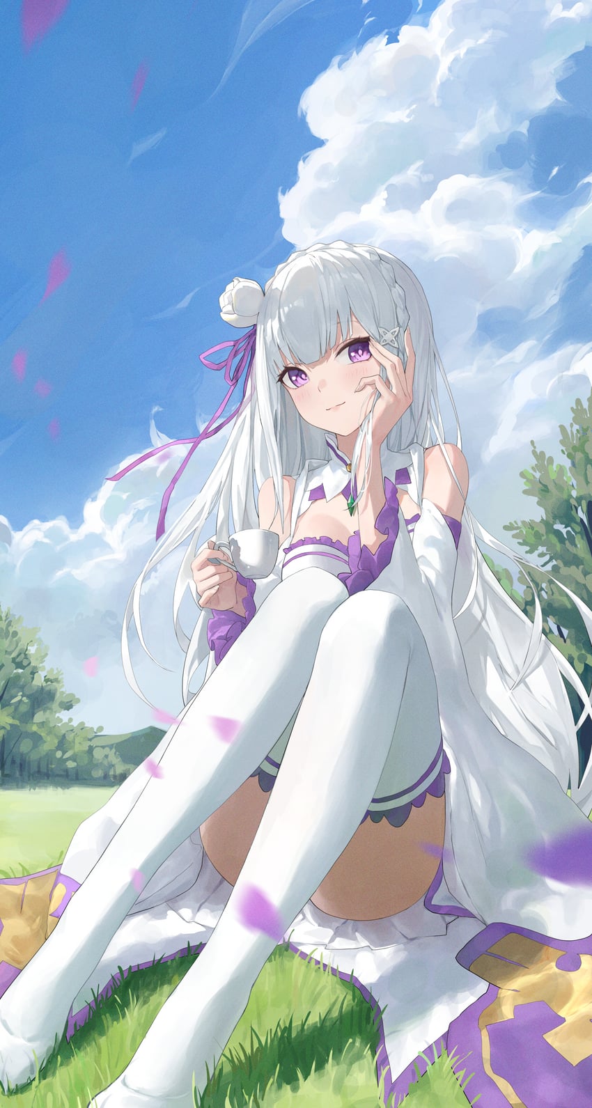 emilia (re:zero kara hajimeru isekai seikatsu) drawn by kiek_qaq