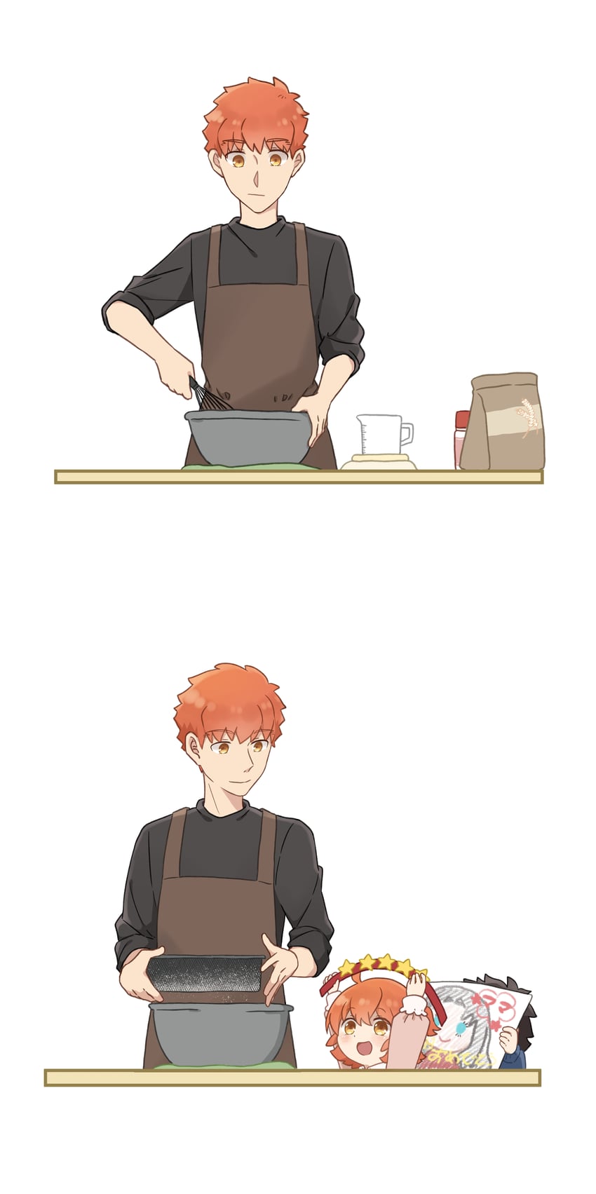fujimaru ritsuka, tohsaka rin, and emiya shirou (fate and 2 more) drawn by konsan_(shinonome_root3)