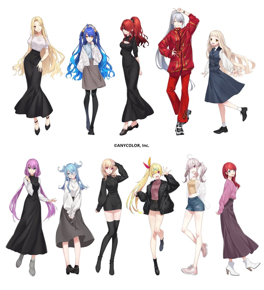 higuchi kaede, elira pendora, hoshikawa sara, sukoya kana, amamiya kokoro, and 6 more (nijisanji and 2 more) drawn by samei_ikusa