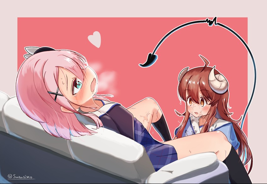 yoshida yuuko and chiyoda momo (machikado mazoku) drawn by suzushi_moruto