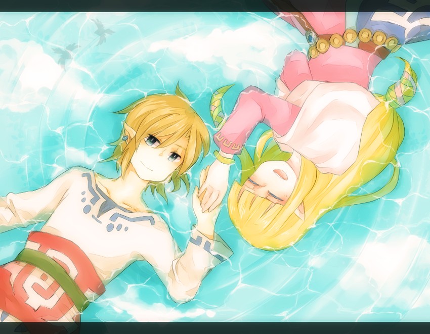 link and princess zelda (the legend of zelda and 1 more) drawn by sawara_(0312pg74)