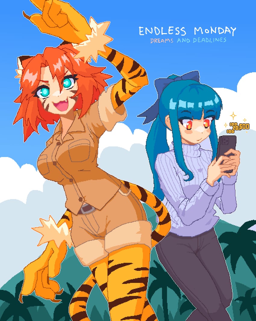 penny and tiger-chan (original and 1 more) drawn by hcnone