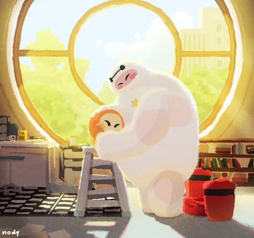 kirby, waddle dee, and baymax (kirby and 1 more) drawn by nody_(nody_lowmoo)