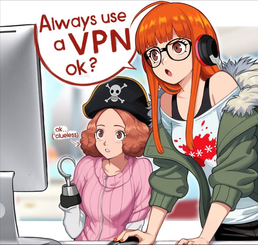 sakura futaba and okumura haru (persona and 1 more) drawn by neggoartz