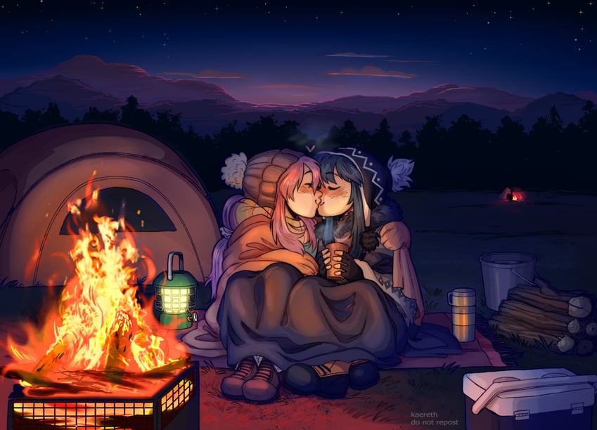 shima rin and kagamihara nadeshiko (yurucamp) drawn by kaereth