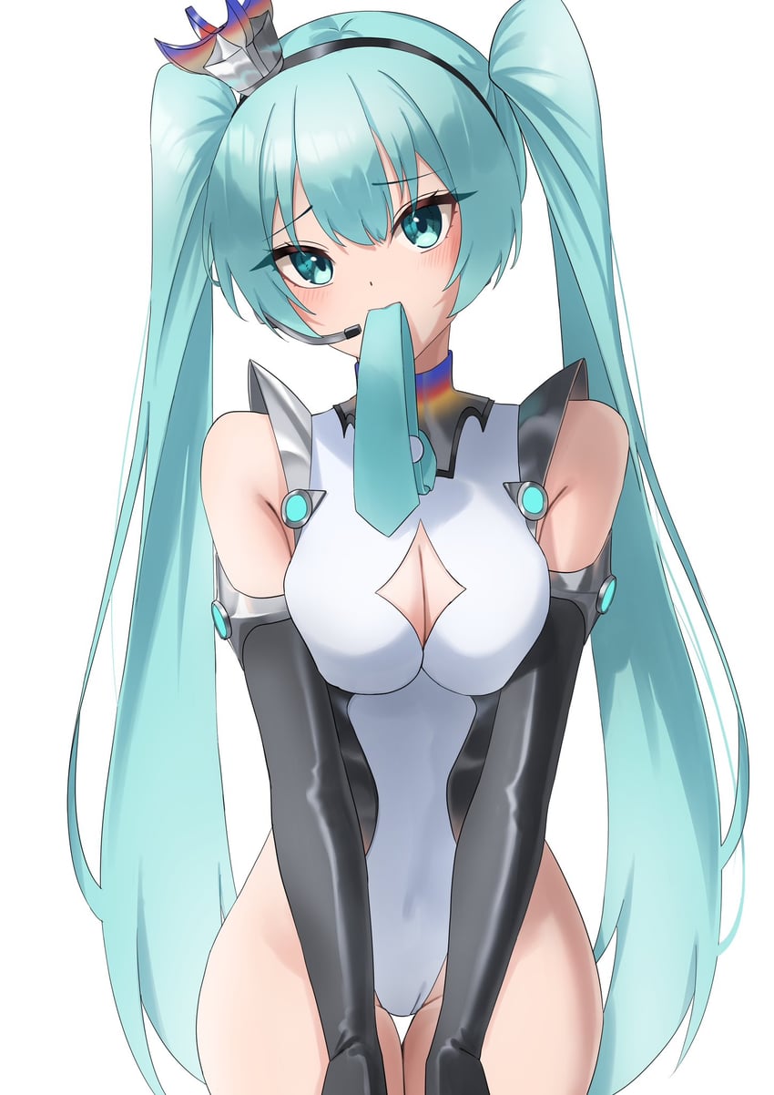 hatsune miku and racing miku (vocaloid and 1 more) drawn by amaama_(beccyonaika1)